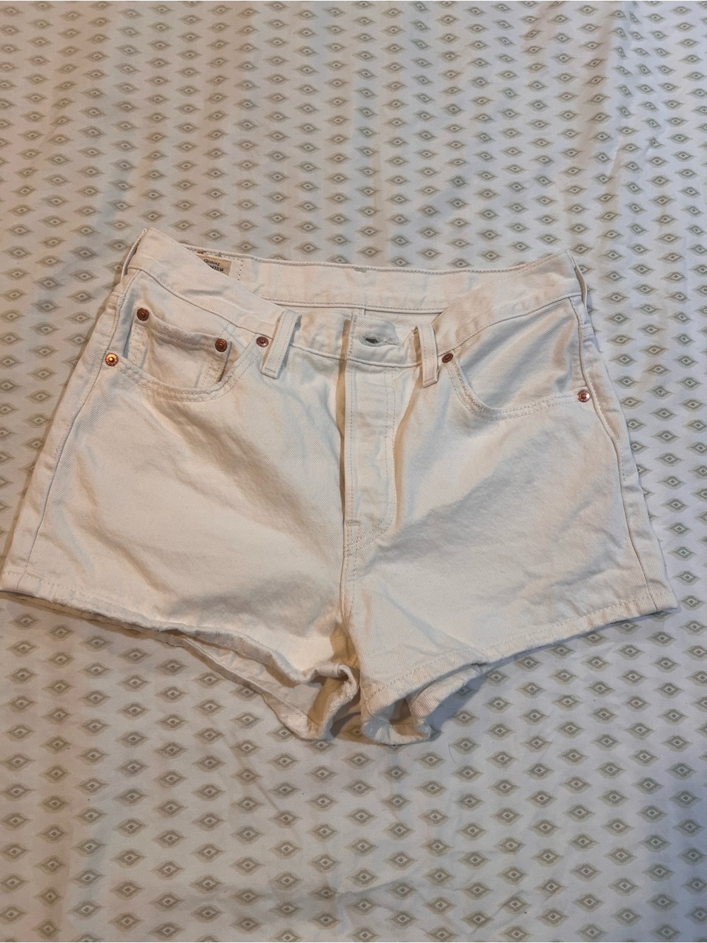 Levi's White Denim High-Rise Shorts